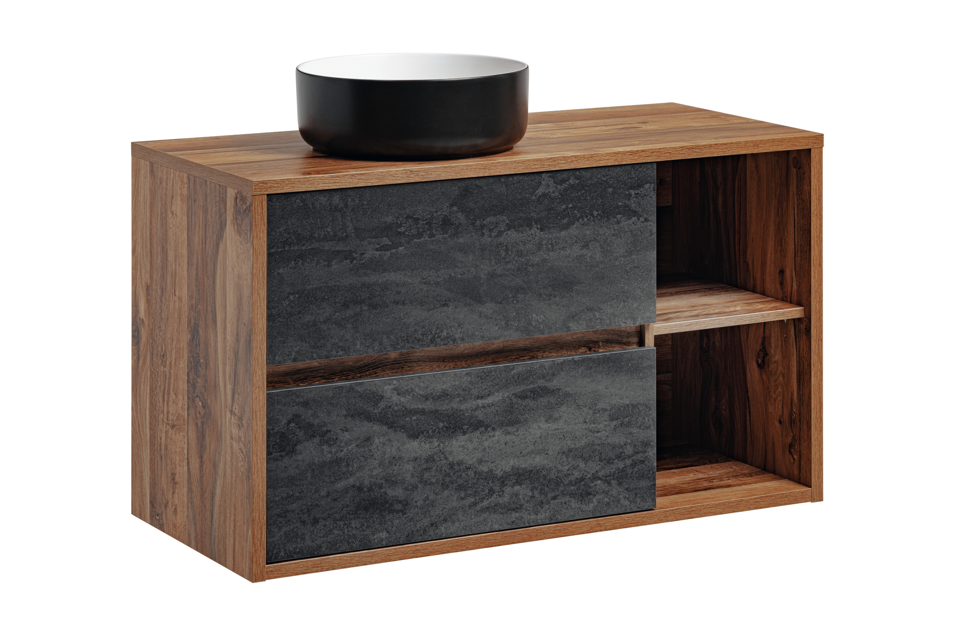 Comad Koupelnová skříňka s deskovým umyvadlem set Hampton III. 100 dub hunton/šedý beton