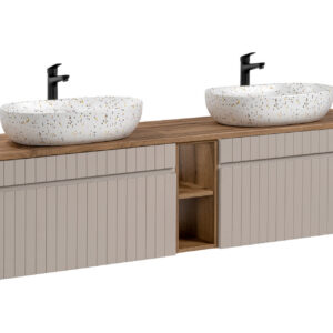 Comad Koupelnová skříňka s deskovými umyvadly set Iconic Cashmere 180 kašmír/dub coast evoke