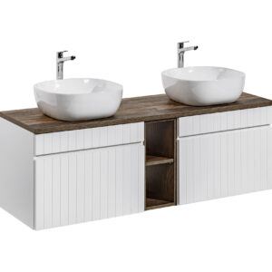 Comad Koupelnová skříňka s deskovými umyvadly set Iconic White 180 bílá/dub santa fe vitage