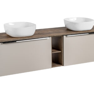 Comad Koupelnová skříňka s deskovými umyvadly set Santa Fe Taupe 180 šedohnědá/dub santa fe