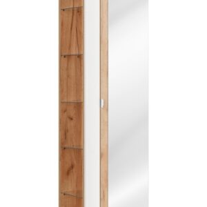 Comad Koupelnová skříňka sloupek se zrcadlem Capri 803 1D bílý lesk/dub craft zlatý