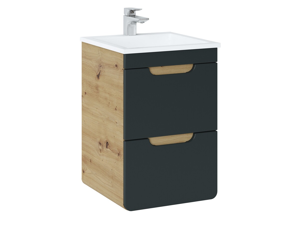 Comad Umyvadlová skříňka Aruba 823 2S dub craft zlatý/černý mat - Obrázek 2