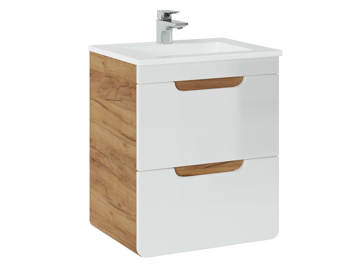 Comad Umyvadlová skříňka Aruba 824 2S dub craft zlatý/bílý lesk - Obrázek 2