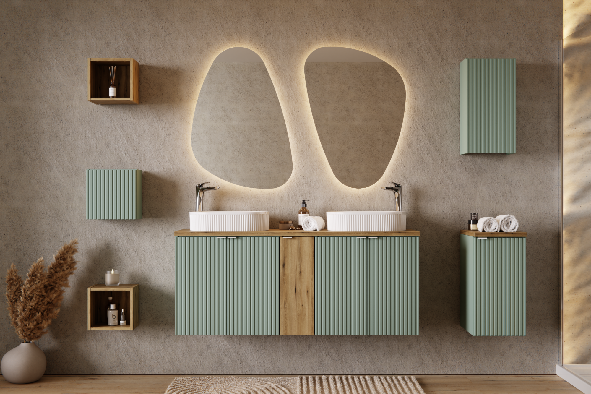 Comad Umyvadlová skříňka Line Reed Green D 82-60-2D zelená - Obrázek 2