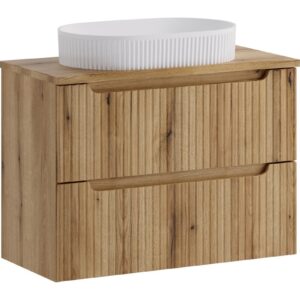 Comad Závěsná skříňka Nova Beyond s deskou a umyvadlem 80 cm dub coast evoke