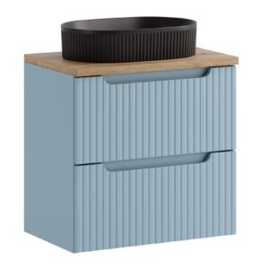 Comad Závěsná skříňka Nova Denim s deskou a umyvadlem 60 cm modrá/dub coast evoke