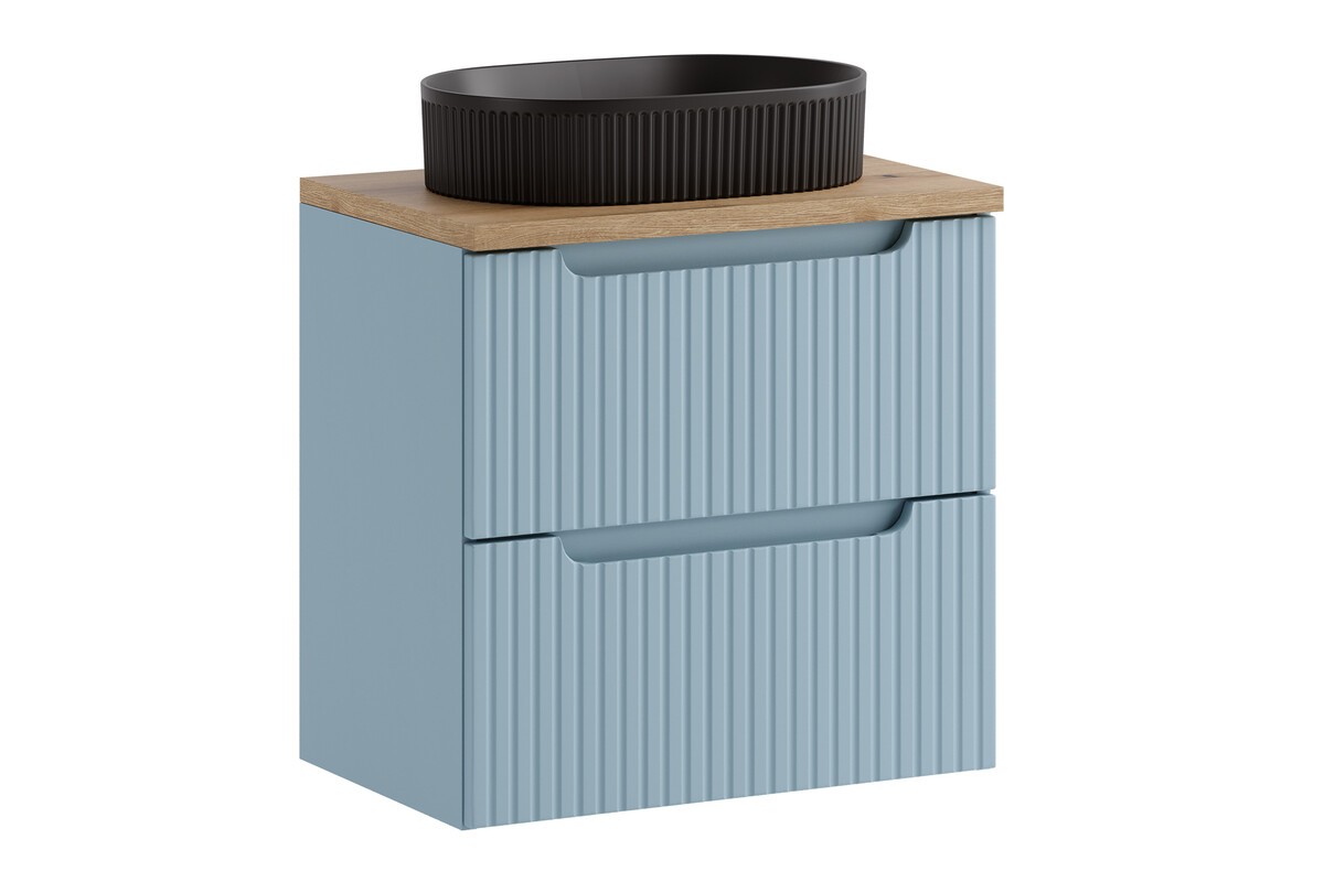 Comad Závěsná skříňka Nova Denim s deskou a umyvadlem 60 cm modrá/dub coast evoke