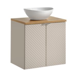 Comad Závěsná skříňka Viva Cashmere Lola II s deskou a umyvadlem 60 cm kašmírová/dub evoke