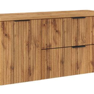 Comad Závěsná skříňka pod umyvadlo Casad s deskou a košem na prádlo 120 cm dub wotan