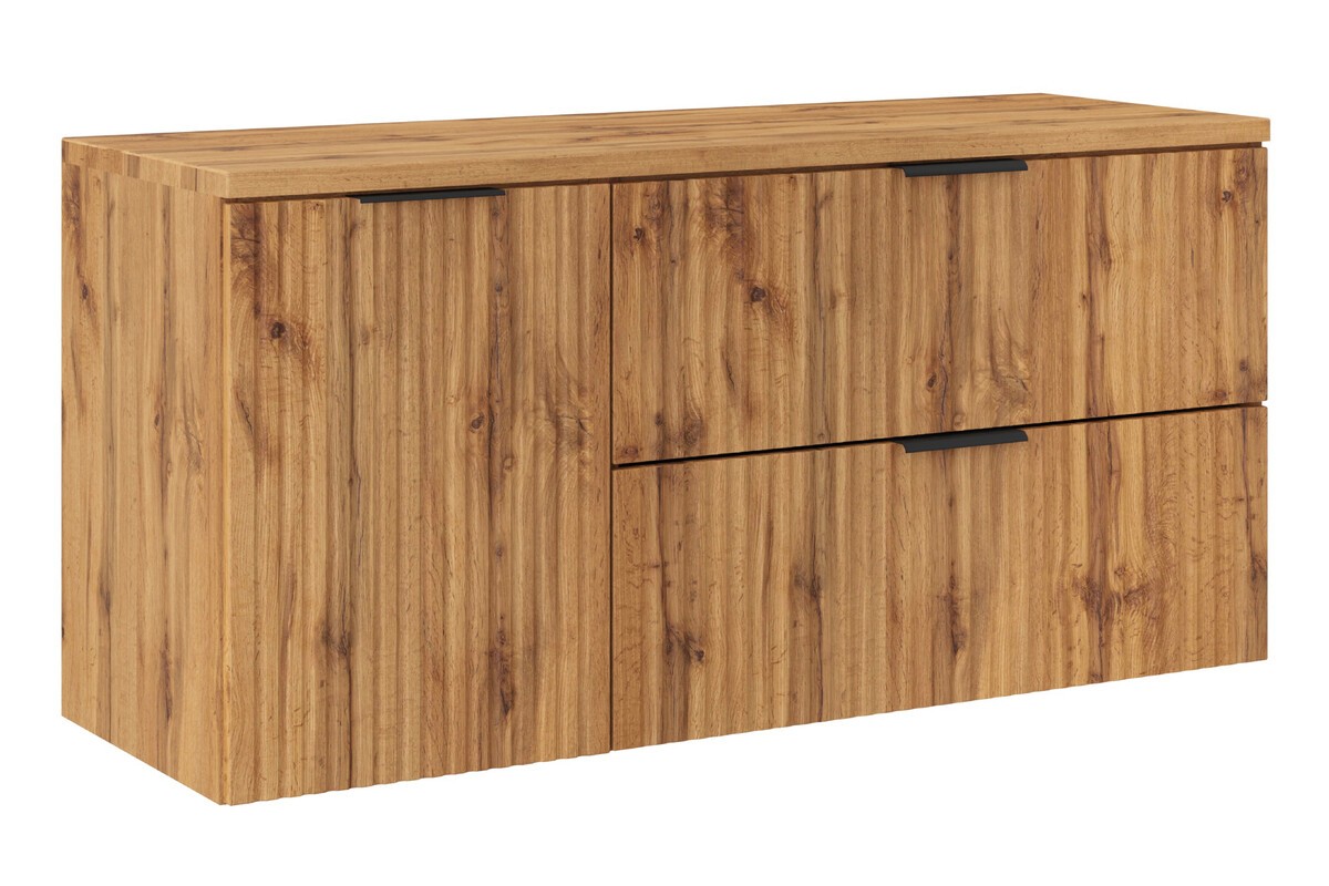Comad Závěsná skříňka pod umyvadlo Casad s deskou a košem na prádlo 120 cm dub wotan
