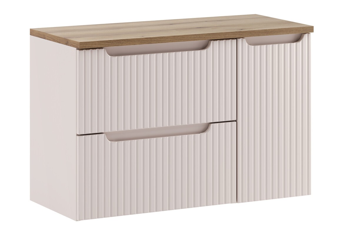Comad Závěsná skříňka pod umyvadlo Nova Cashmere s deskou 90 cm kašmírová/dub evoke