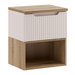Comad Závěsná skříňka pod umyvadlo Nova Cashmere s deskou a regálem 50 cm kašmírová/dub coast evoke