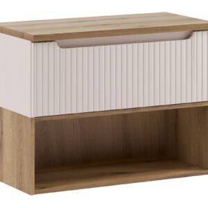 Comad Závěsná skříňka pod umyvadlo Nova Cashmere s deskou a regálem 80 cm kašmírová/dub coast evoke