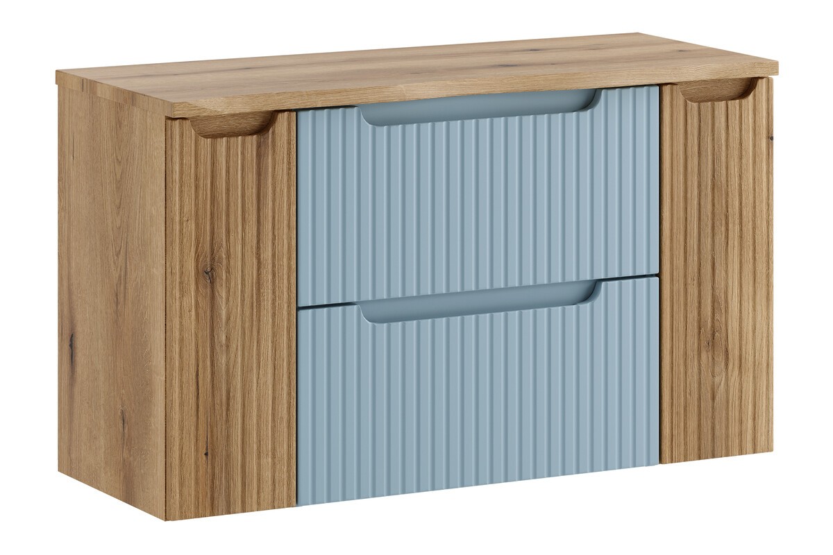 Comad Závěsná skříňka pod umyvadlo Nova Denim s deskou 100 cm modrá/dub coast evoke