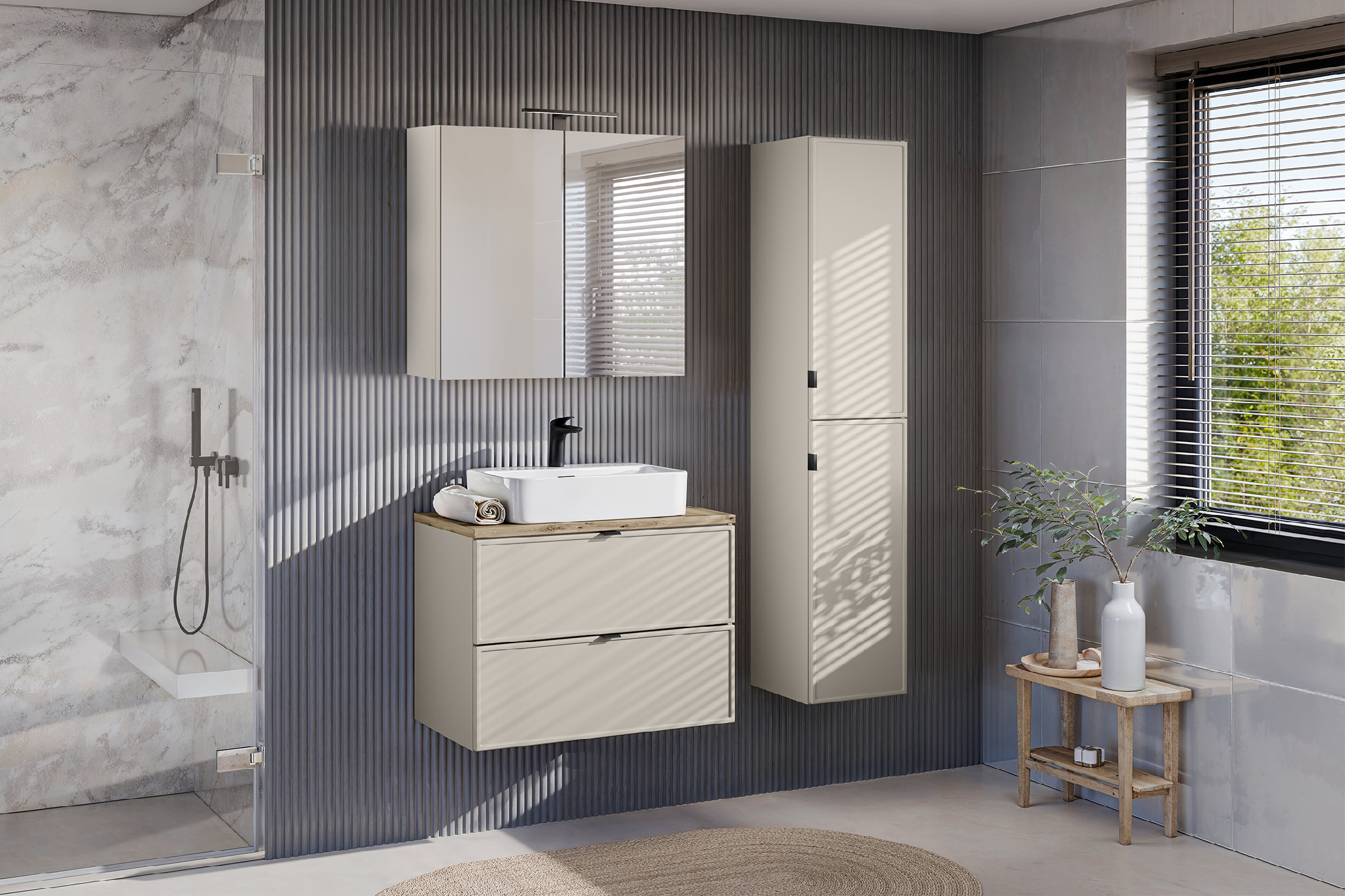 Comad Zrcadlová skříňka bez osvětlení Bella Cashmere 80 kašmír - Obrázek 2