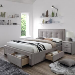 HALMAR Čalouněná postel Evora 160x200 dvoulůžko - béžové