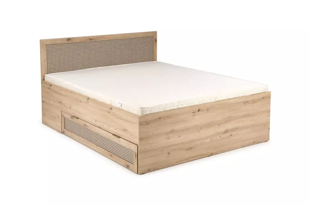 HALMAR Dvoulůžková postel Borneo K 160x200 s šuplíky dub artisan/černá