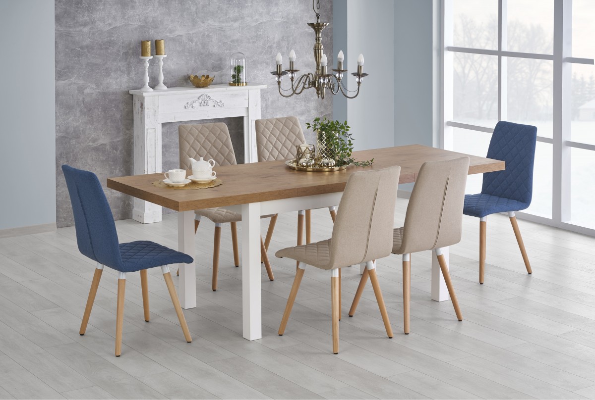 HALMAR Jídelní rozkládací stůl Tiaro 140/220 cm dub lancelot/bílý - Obrázek 2