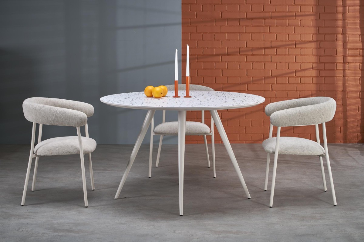 HALMAR Jídelní stůl Aramis 120 cm terrazzo bílý - Obrázek 2