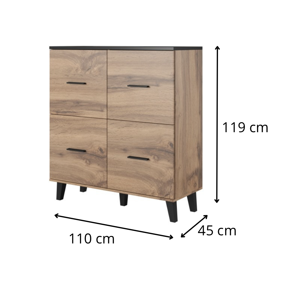 HALMAR Komoda Lotta 110 cm dub wotan/černá - Obrázek 2