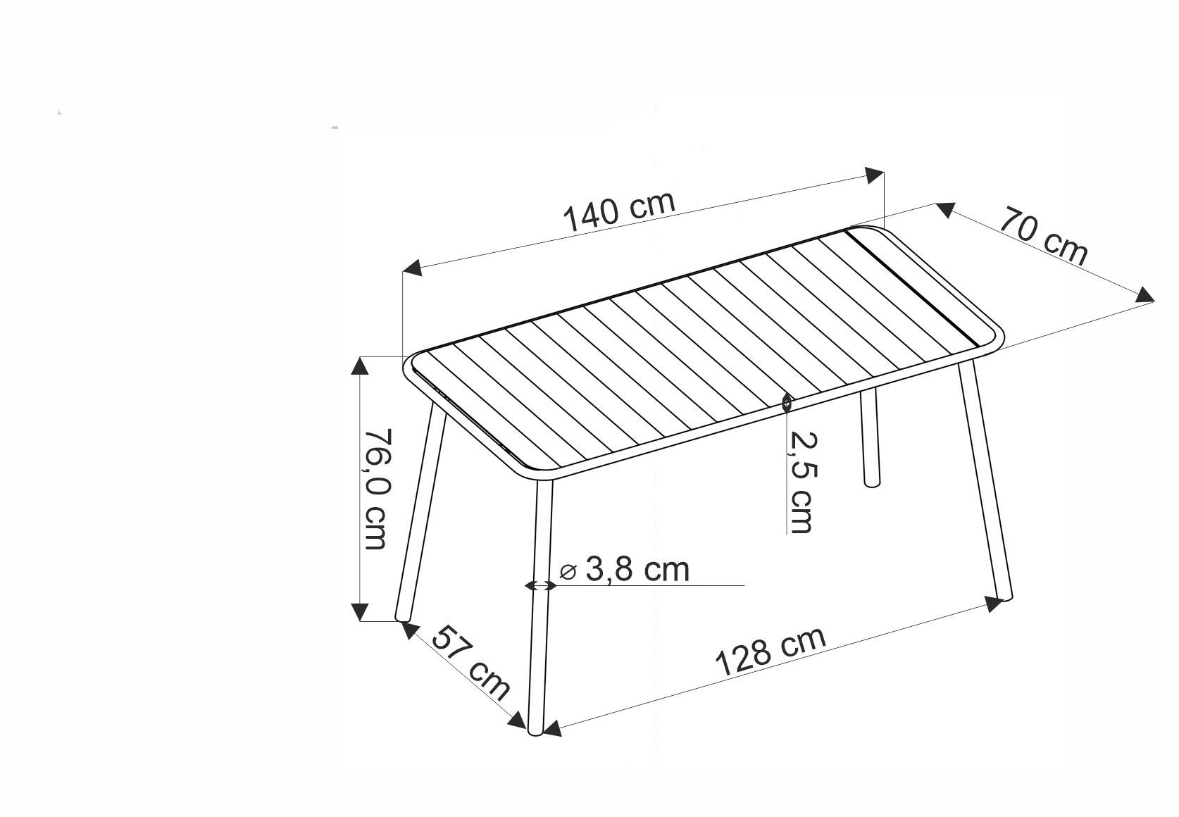 HALMAR Kovový zahradní stůl Bosco 140 cm černý - Obrázek 2