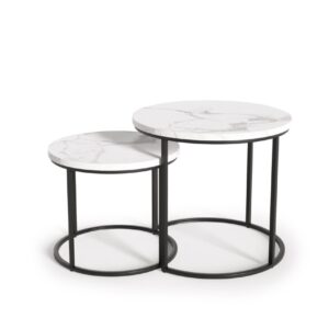 HALMAR Set odkládacích stolků OREO bílý mramor/černý
