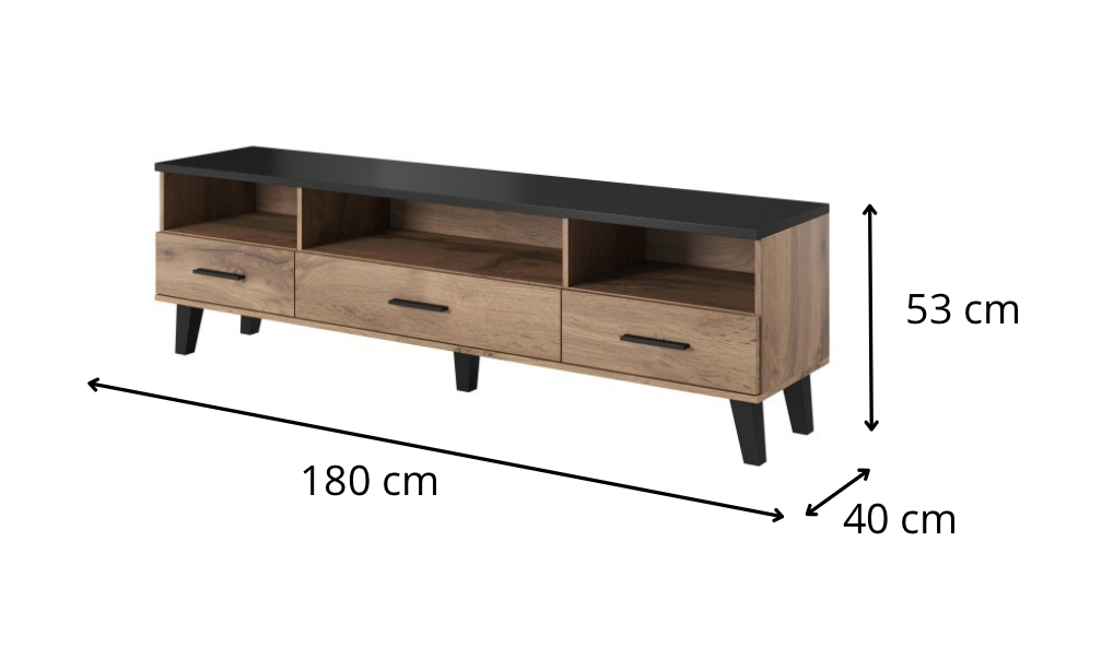 HALMAR TV stolek Lotta 180 cm dub wotan/černý - Obrázek 2