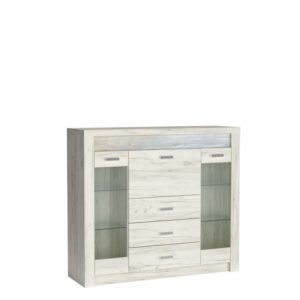 HALMAR Vitrína Indianapolis 137 cm dub craft bílý