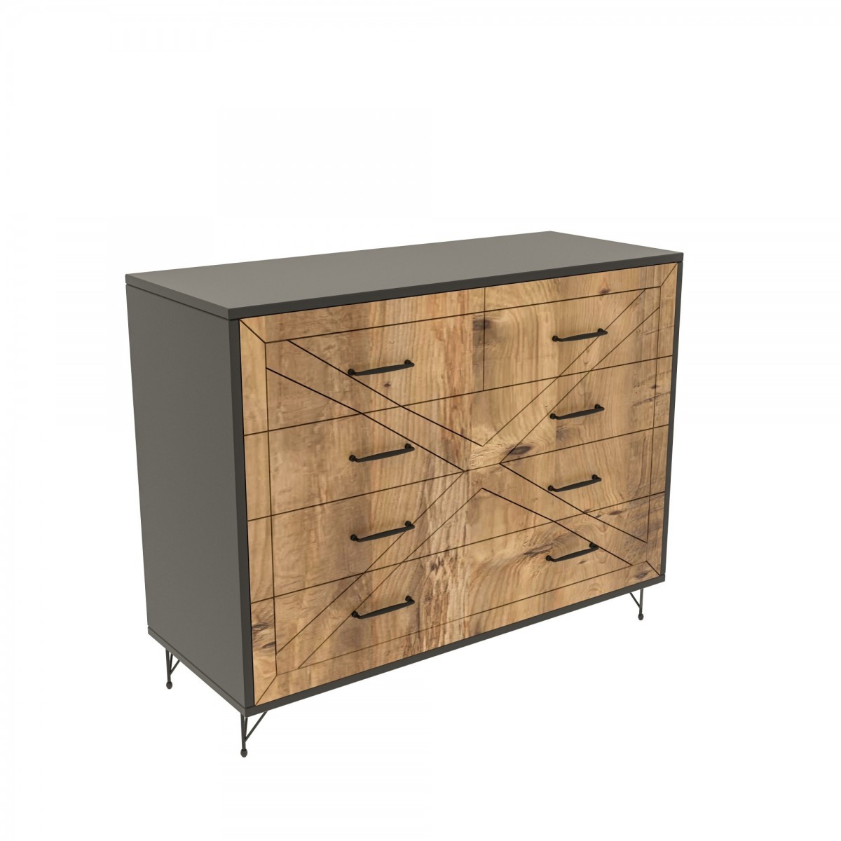 Hanah Home Komoda Comfort 80 cm borovice atlantská/antracit