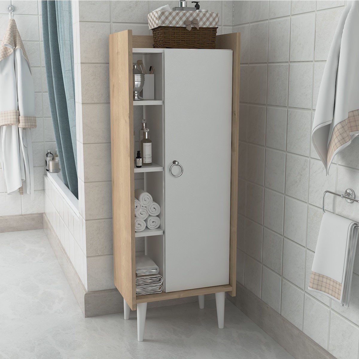 Hanah Home Koupelnová skříňka Mirage 50 cm bílá/hnědá - Obrázek 2