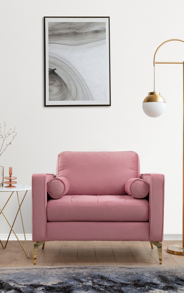 Hanah Home Křeslo Rome růžové/zlaté - Obrázek 2
