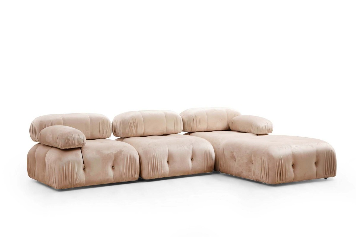 Hanah Home Modul pohovky Bubble samet krémový levý - Obrázek 2