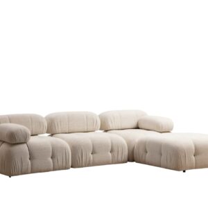 Hanah Home Rohová modulární sedací souprava Bubble 288 cm s taburetem bouclé krémová
