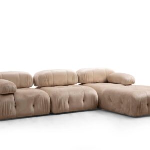 Hanah Home Rohová modulární sedací souprava Bubble 288 cm s taburetem samet krémová
