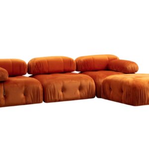 Hanah Home Rohová modulární sedací souprava Bubble 288 cm s taburetem samet oranžová