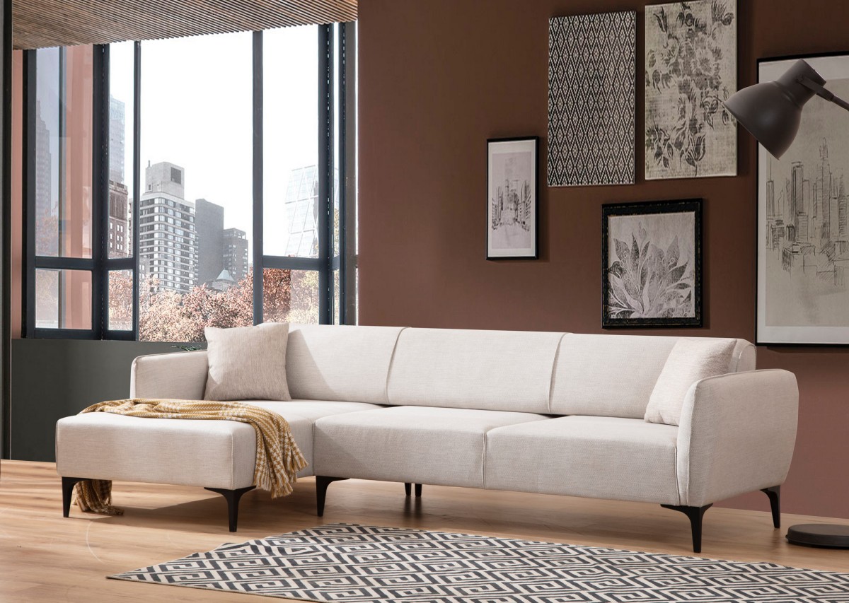 Hanah Home Rohová sedací souprava Belissimo 270 cm bílá levá - Obrázek 2