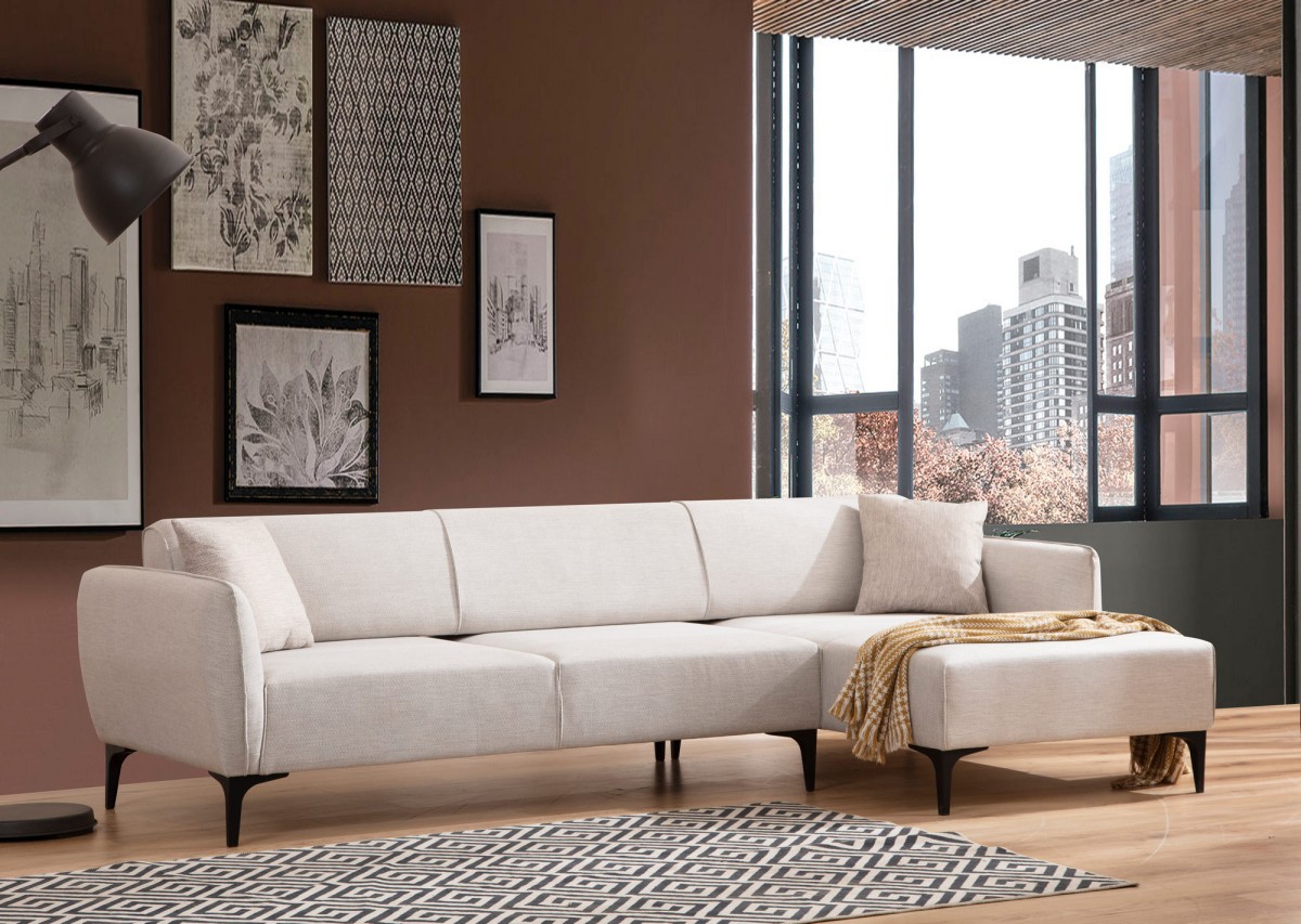 Hanah Home Rohová sedací souprava Belissimo 270 cm bílá pravá - Obrázek 2