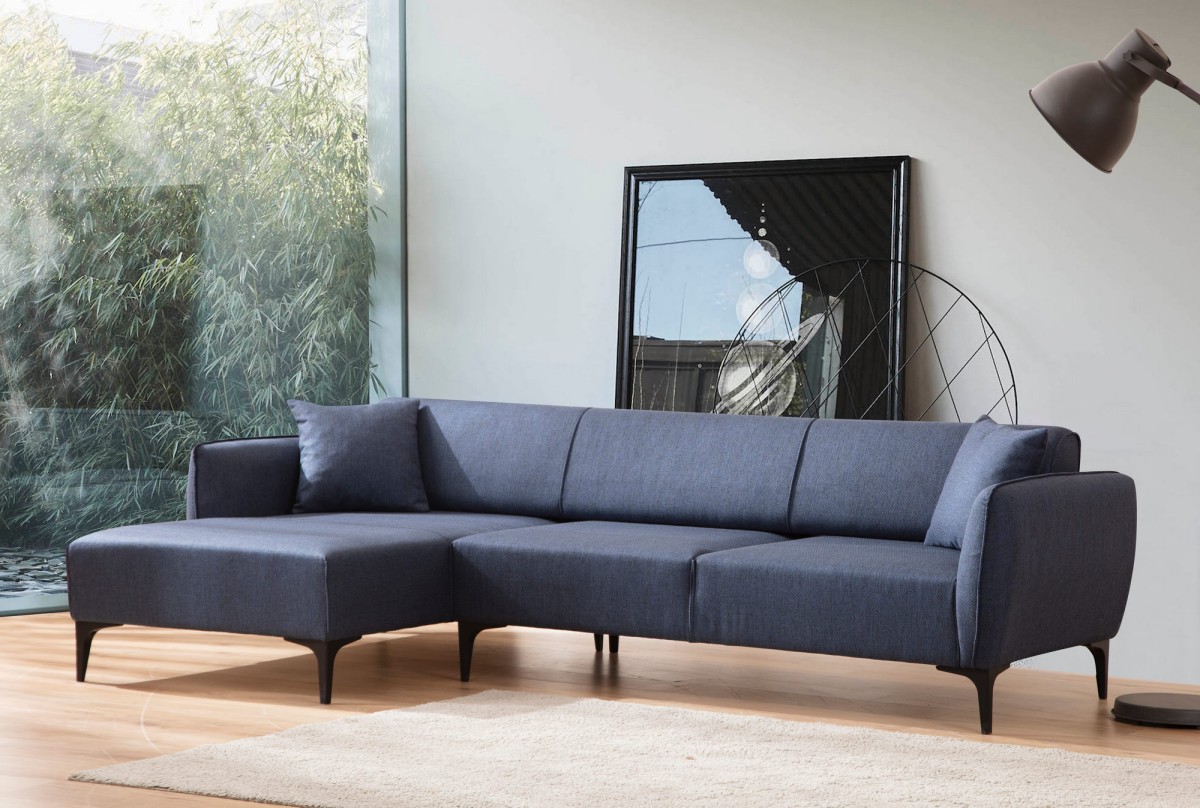 Hanah Home Rohová sedací souprava Belissimo 270 cm modrá levá - Obrázek 2