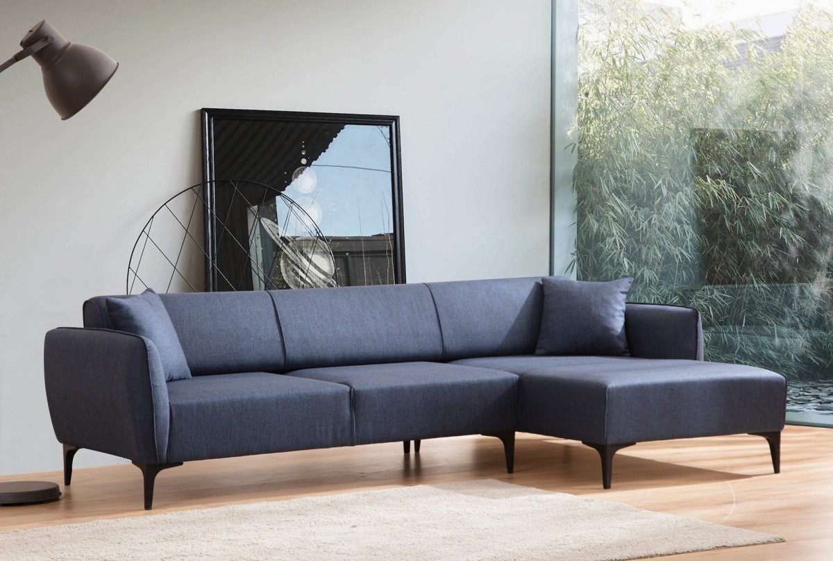 Hanah Home Rohová sedací souprava Belissimo 270 cm modrá pravá - Obrázek 2