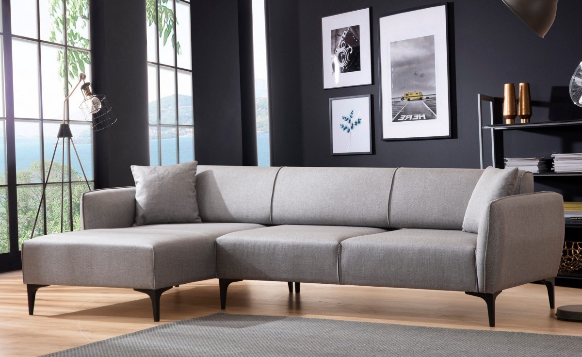 Hanah Home Rohová sedací souprava Belissimo 270 cm světle šedá levá - Obrázek 2