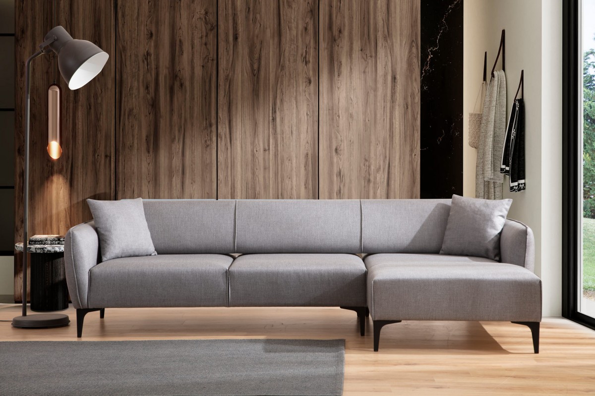 Hanah Home Rohová sedací souprava Belissimo 270 cm světle šedá pravá - Obrázek 2