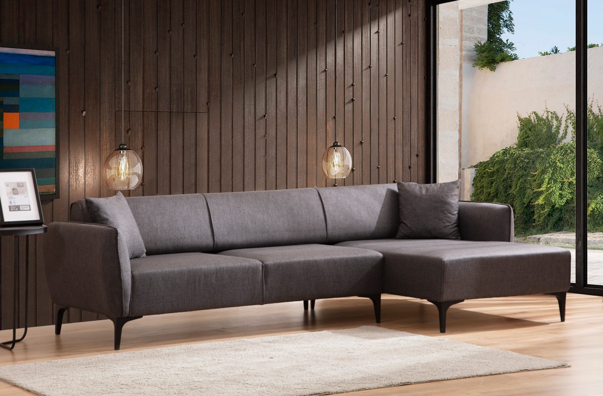 Hanah Home Rohová sedací souprava Belissimo 270 cm tmavě šedá pravá - Obrázek 2