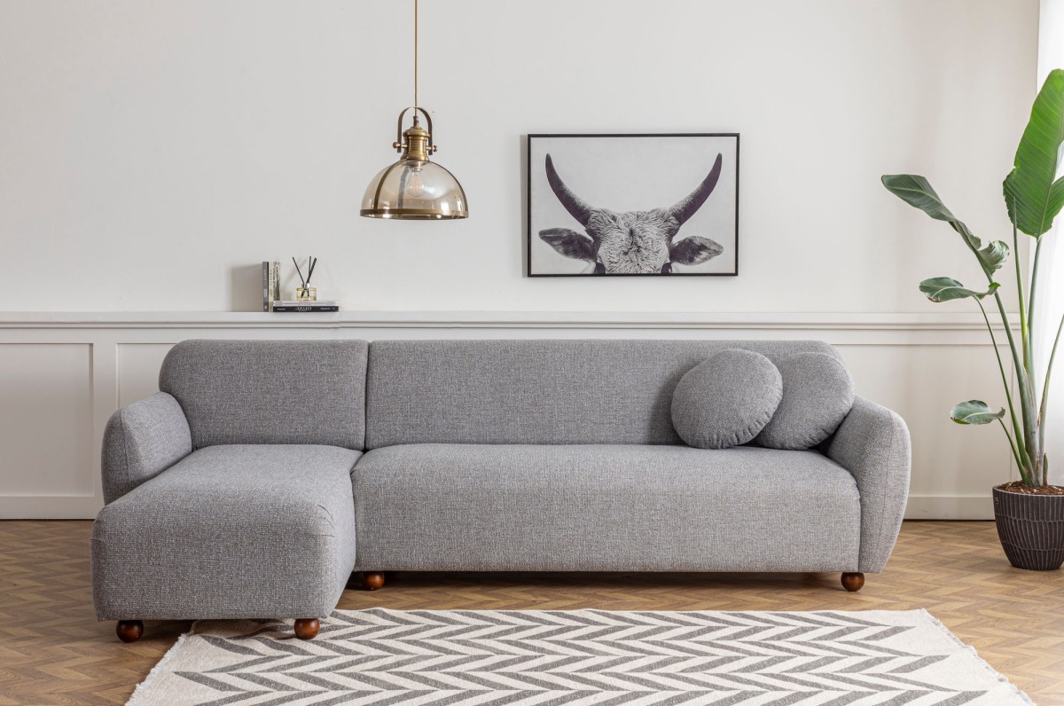 Hanah Home Rohová sedací souprava Eddy 273 cm světle šedá levá - Obrázek 2