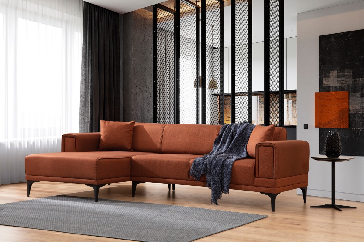 Hanah Home Rohová sedací souprava Horizon 250 cm cihlová levá - Obrázek 2