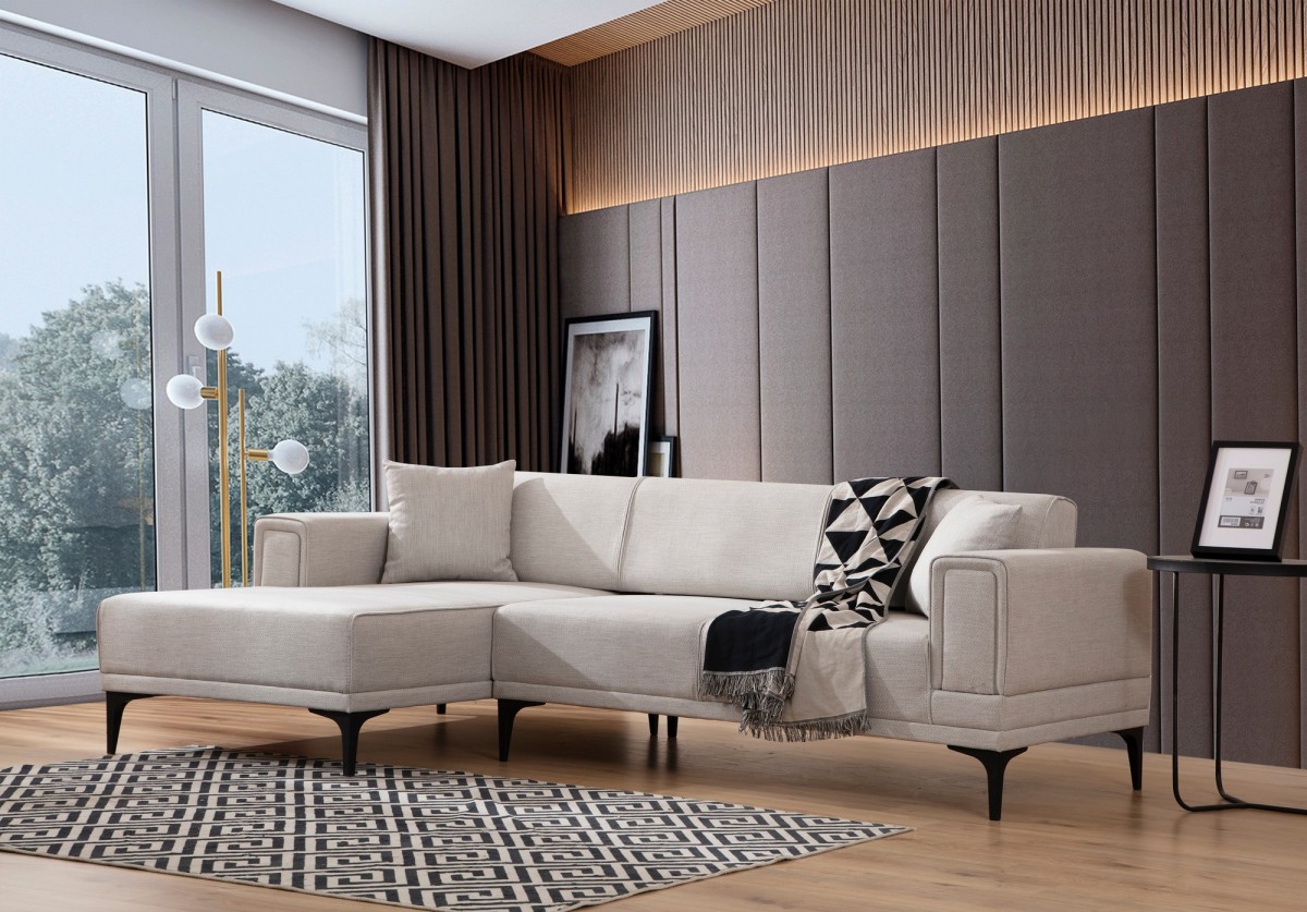 Hanah Home Rohová sedací souprava Horizon 250 cm ecru levá - Obrázek 2