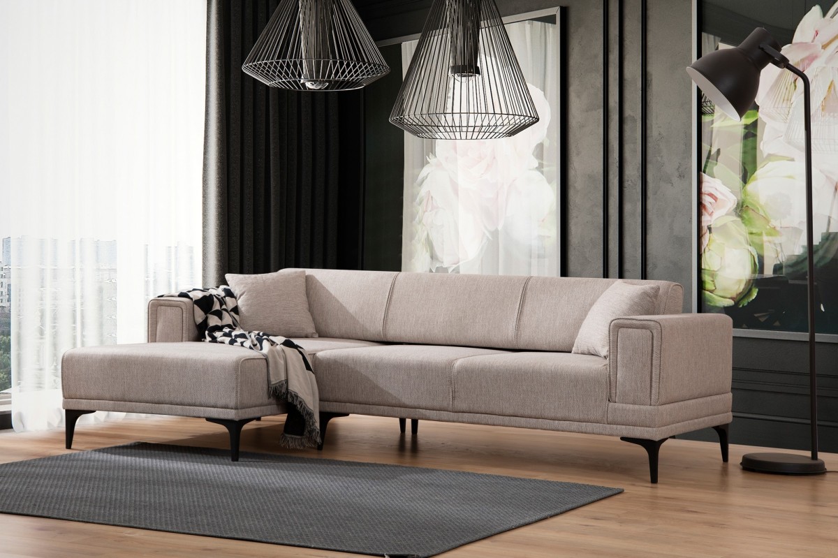 Hanah Home Rohová sedací souprava Horizon 250 cm světle hnědá levá - Obrázek 2