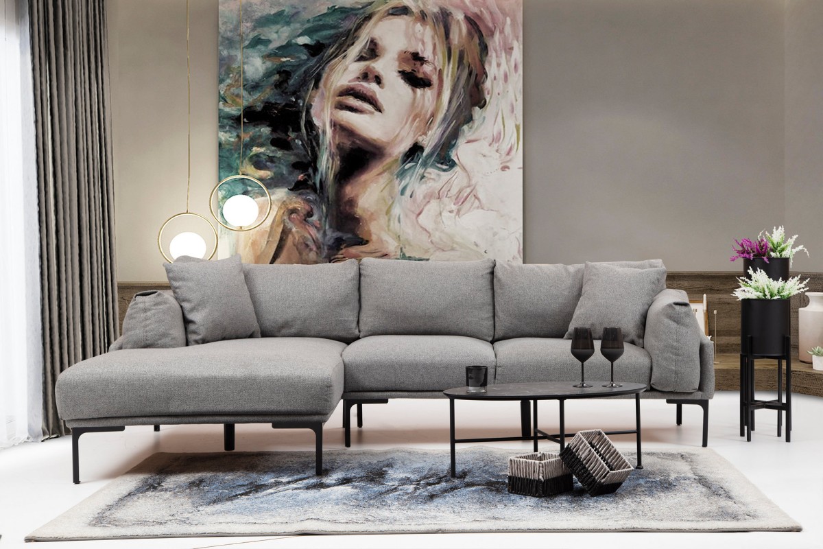 Hanah Home Rohová sedací souprava Leo 255 cm šedá levá - Obrázek 2