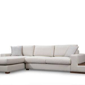 Hanah Home Rohová sedací souprava Loop 312 cm s odkládacím stolkem béžová levá