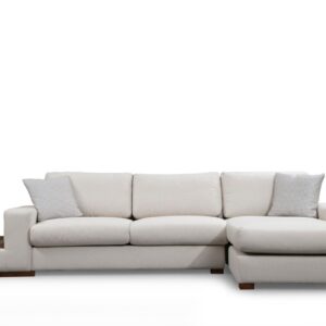 Hanah Home Rohová sedací souprava Loop 312 cm s odkládacím stolkem béžová pravá