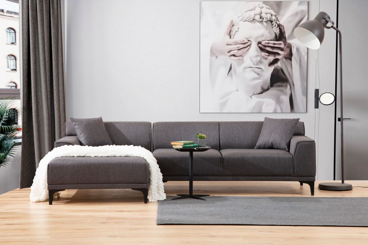 Hanah Home Rohová sedací souprava Petra 250 cm antracitová levá - Obrázek 2